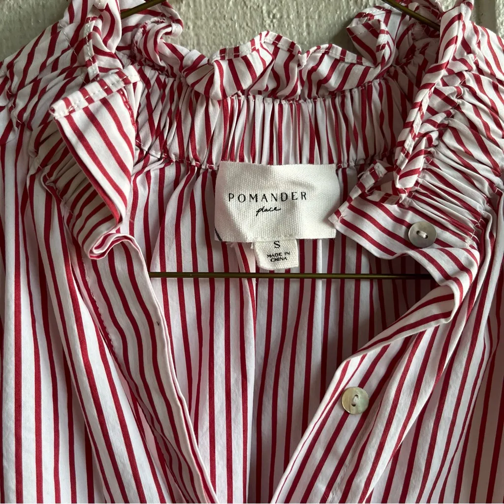 Tuckernuck Pomander Place Red Stripe Rae Blouse Size S - Image 4