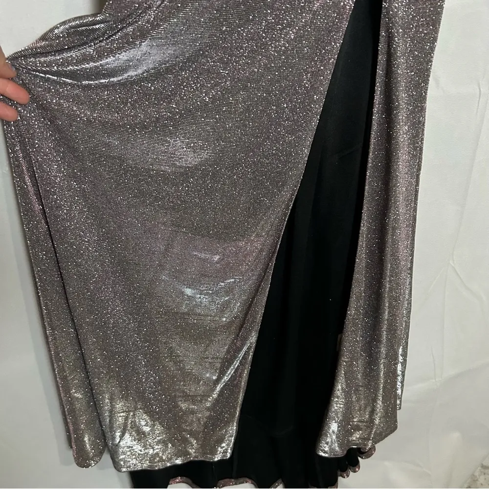 Vintage 90’s Jump Apparel Shimmery Glitter Silver Purple Full Length Maxi Dress - Image 5
