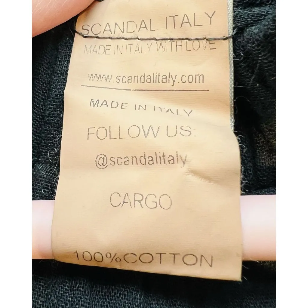 Eye Of The Needle Boutique Black Cargo Pants Medium 100% Cotton Made In Italy - Image 5