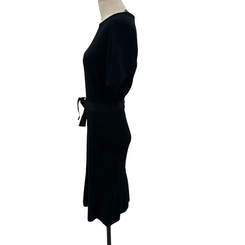CH Carolina Herrera Dress‎ Short Sleeve Ruffle Flounce Hem Ribbon Belt Black XS - Image 6