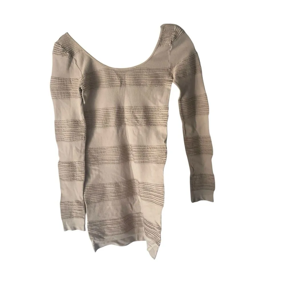 Bebe Y2k Womens Size Small Rouched Stretch Bodycon Round Neck Metallic Dress Top - Image 6