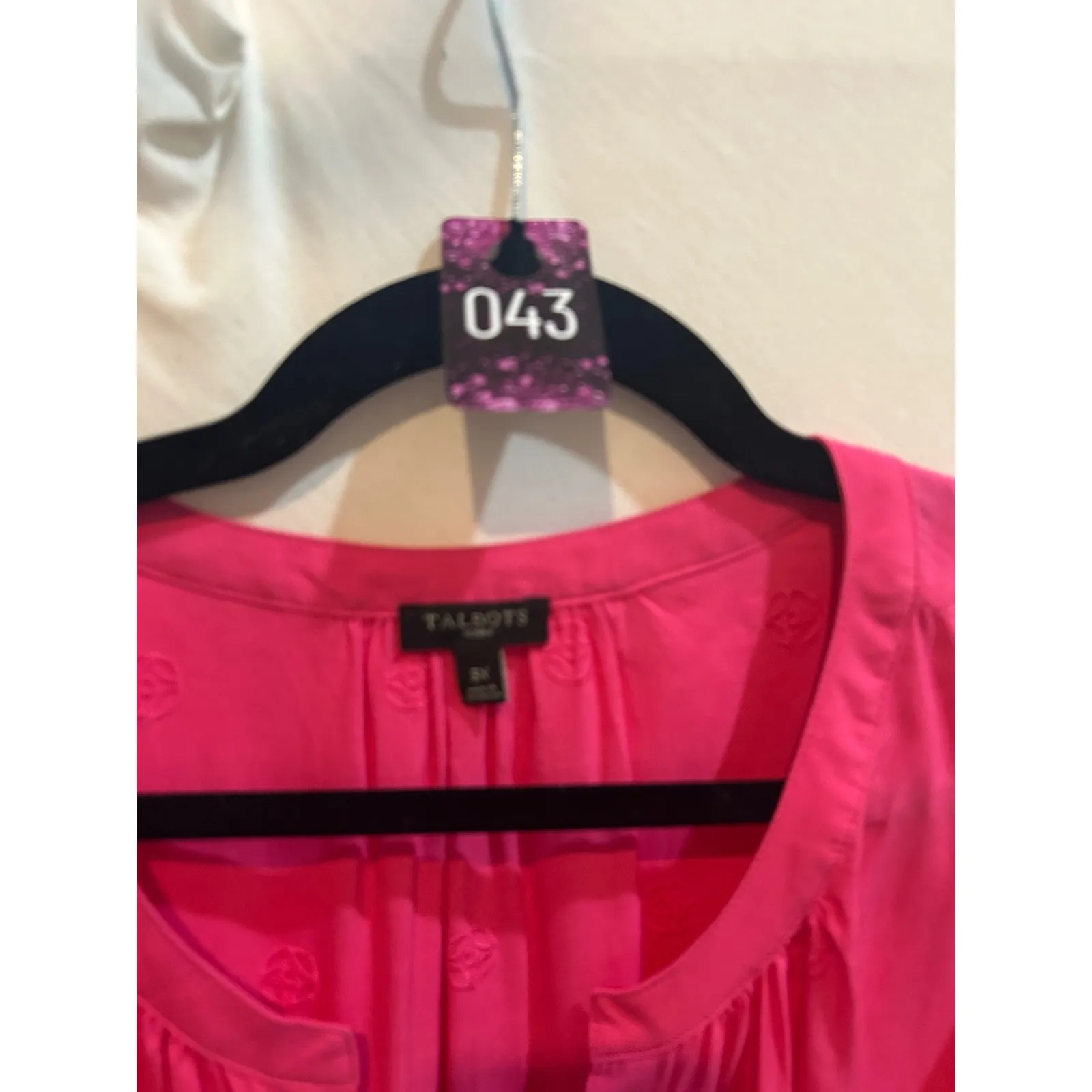 Talbots Woman Pink Embroidered 3/4 Sleeve‎ V-Neck Top Blouse Plus Size 3X - Image 2