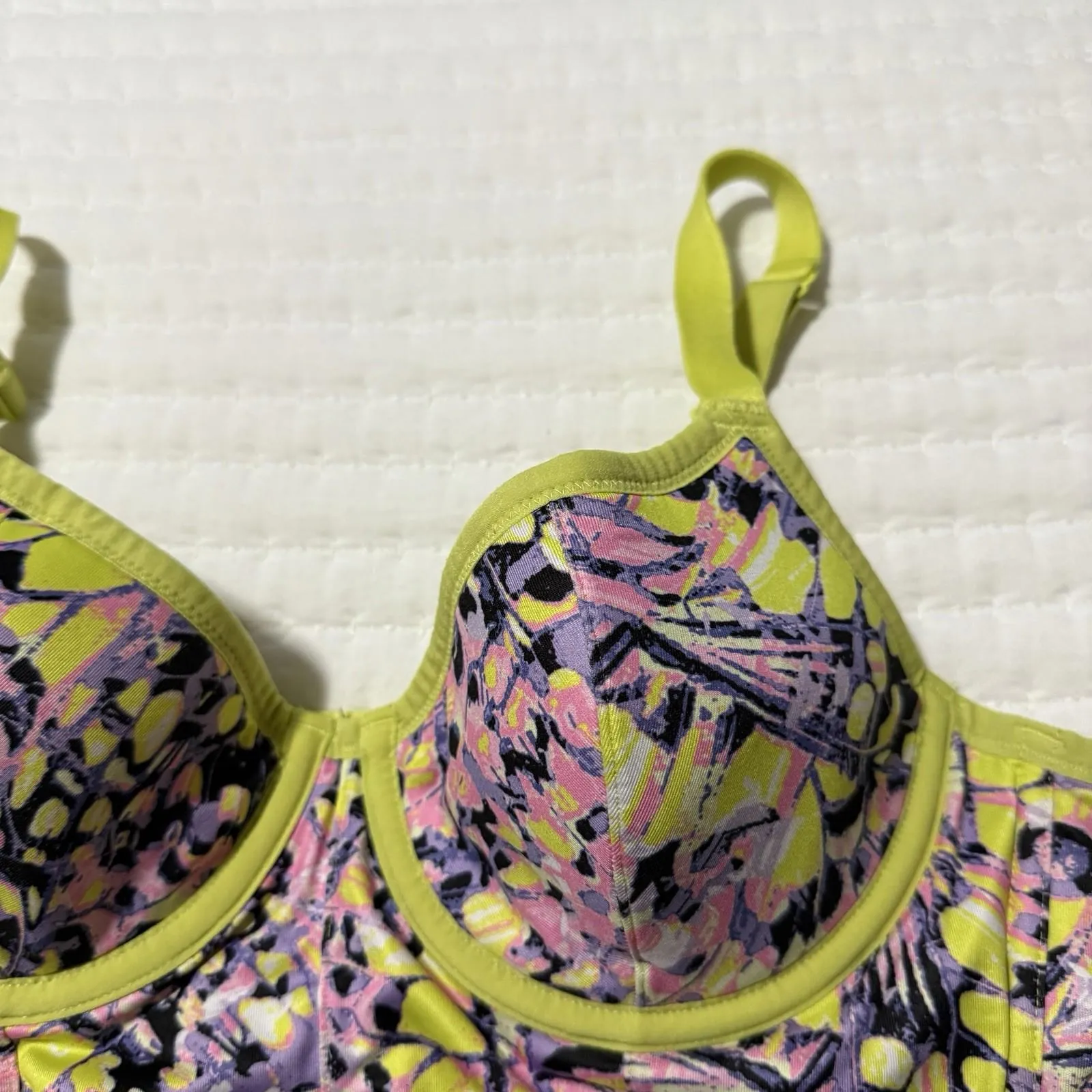 Cacique Colorful Yellow Purple Pink 38B Bra Lightly Lined Demi Longline - Image 15