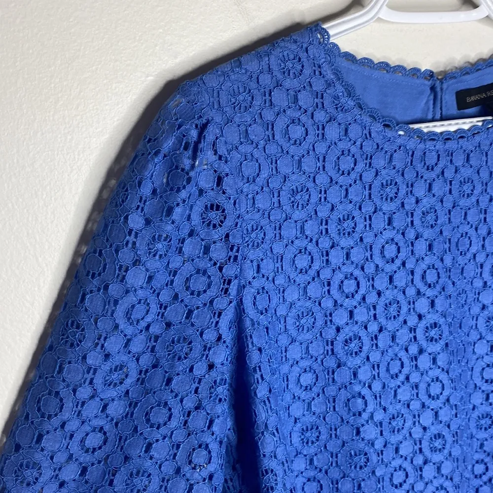 Banana Republic blue lace overlay fluted sleeve blouse size S - Image 6