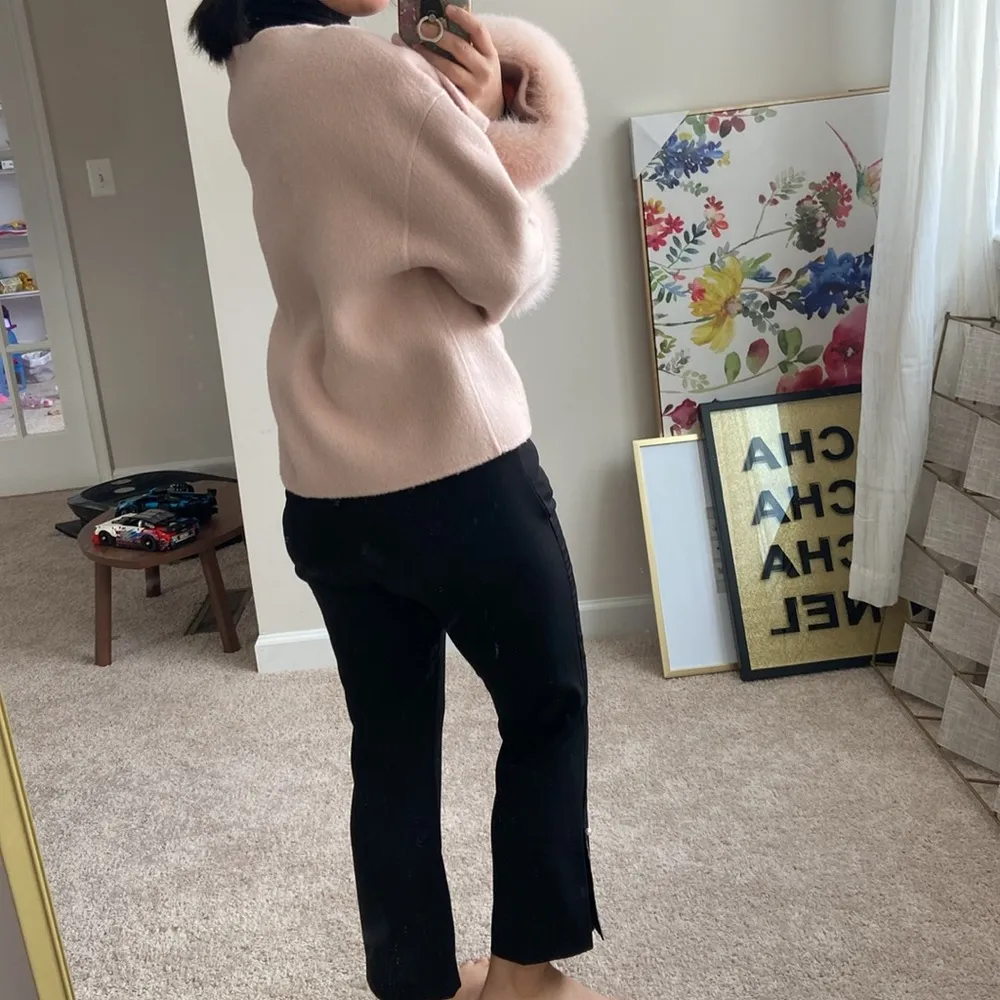 Cashmere +Wool, fox fur short coat. S Pink - Image 10