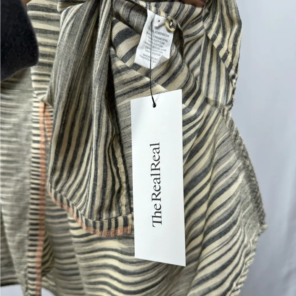 Ulla Johnson Fiora Cotton Long Sleeve Stripe Dress in Neutral Size‎ 12 - Image 9