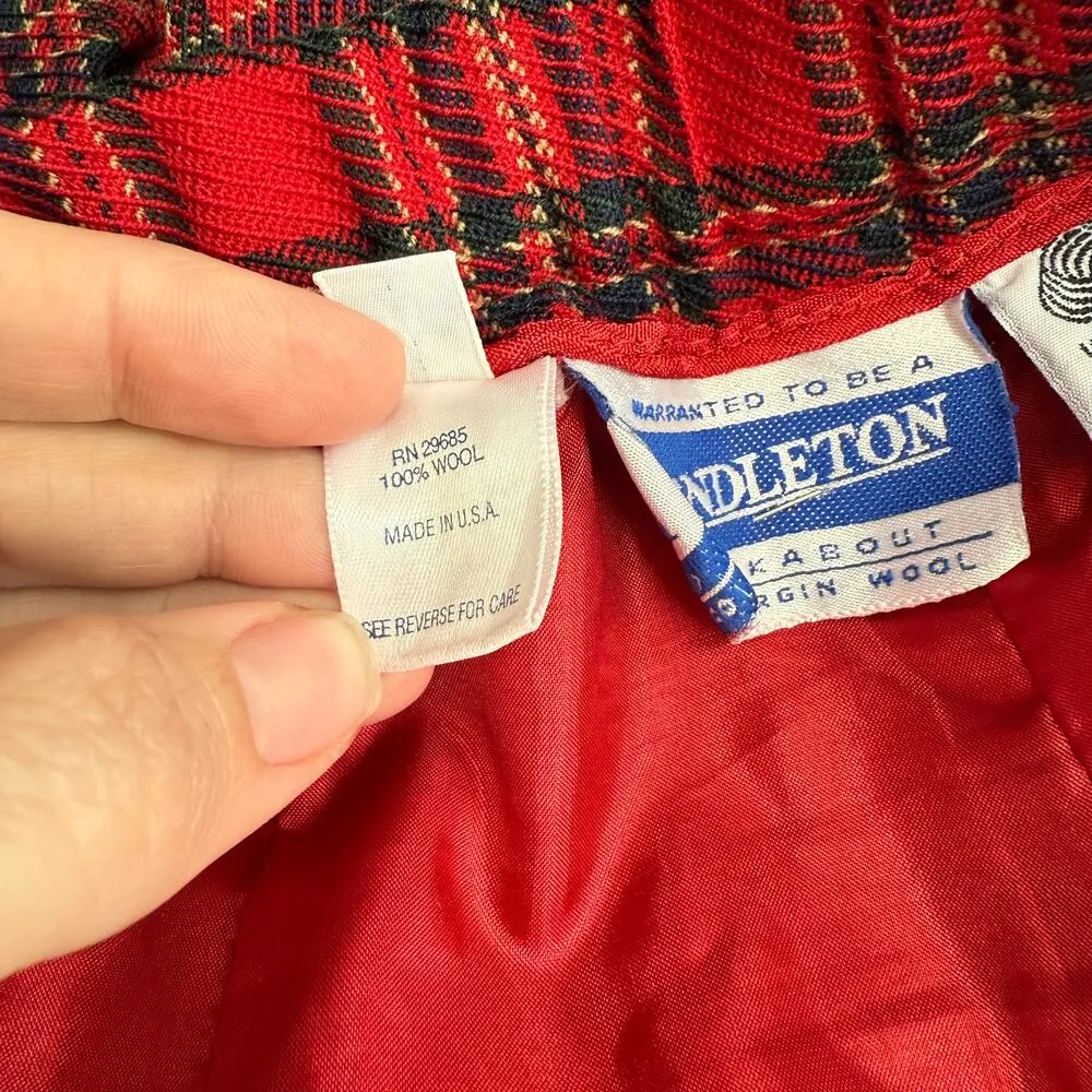 VTG 70s Pendleton Womens 100% Wool Tapered Pants Tartan Red Plaid Size 14 Lined - Image 6