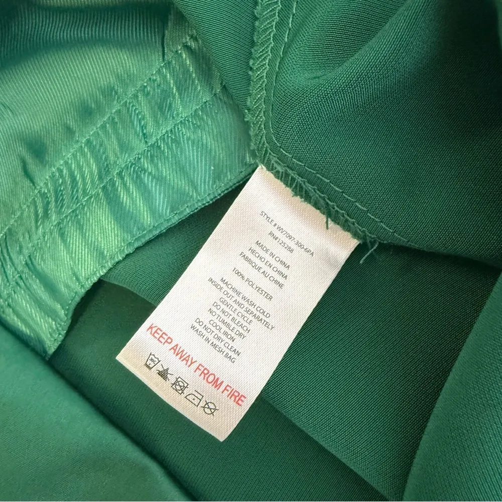 Jason WU Designer Emerald Green Satin Pants Straight Wide High Rise Size 6 - Image 5