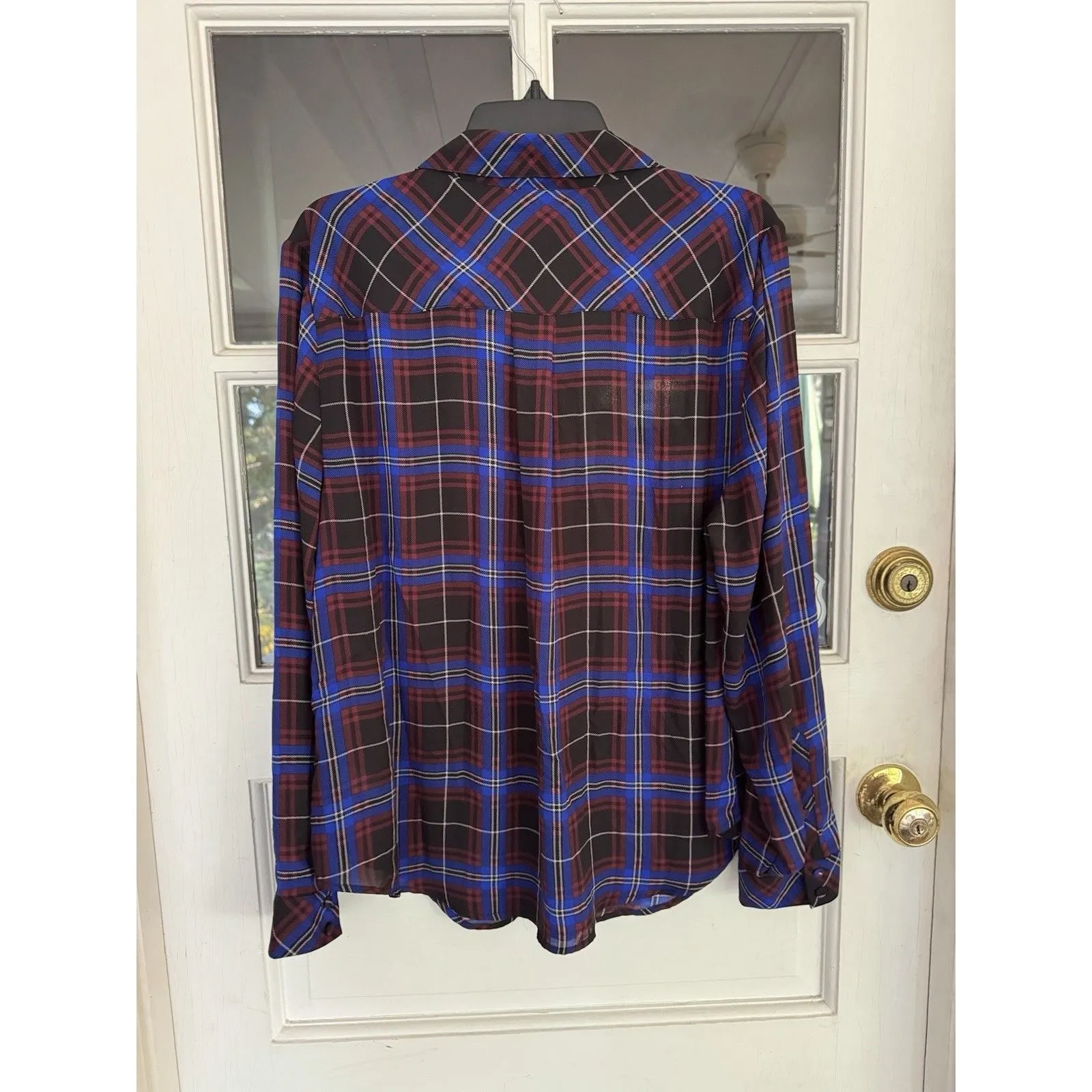 Torrid Madison Georgette Button Down Blouse Plaid Blue Size 1X New Polyester - Image 11