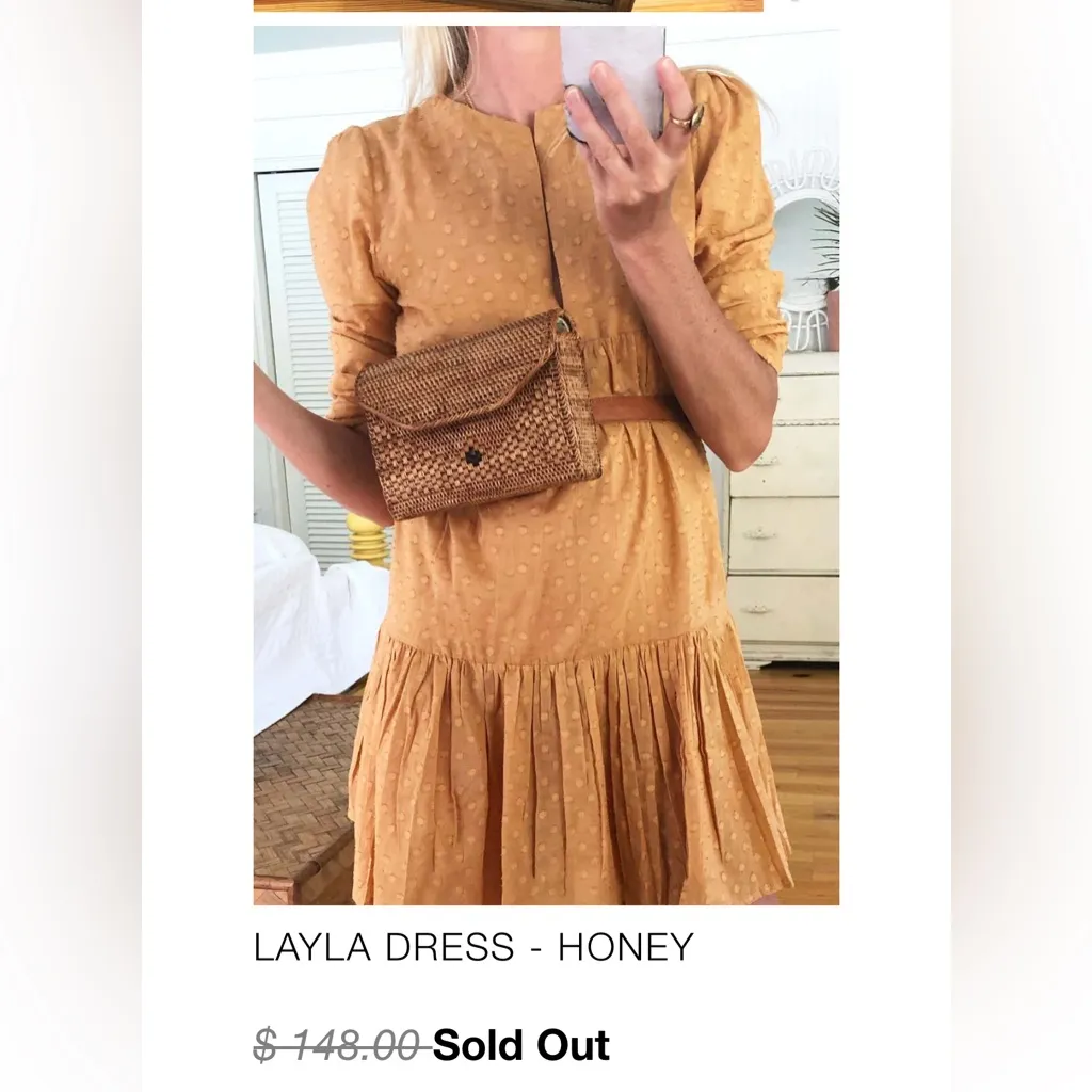 Emerson Fry Layla Dress Size M Honey organic cotton Yellow Size M - Image 4