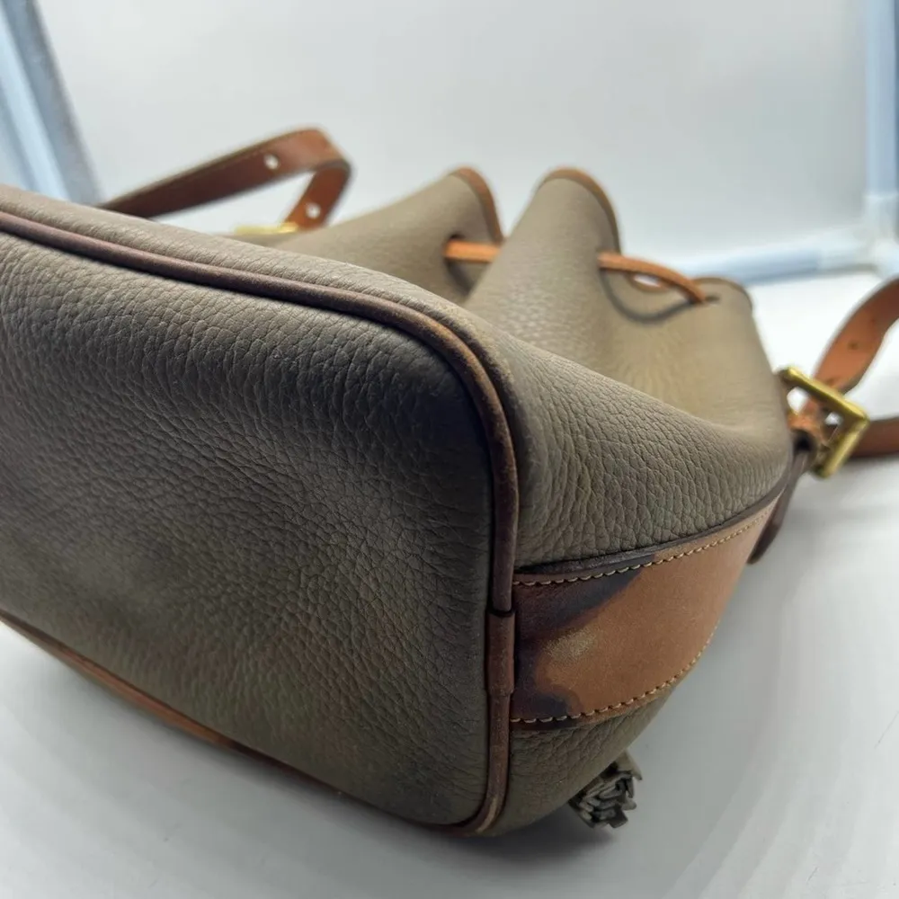 DOONEY&BOURKE Authentic tan brown pebbled leather drawstring bucket bag … - Image 11