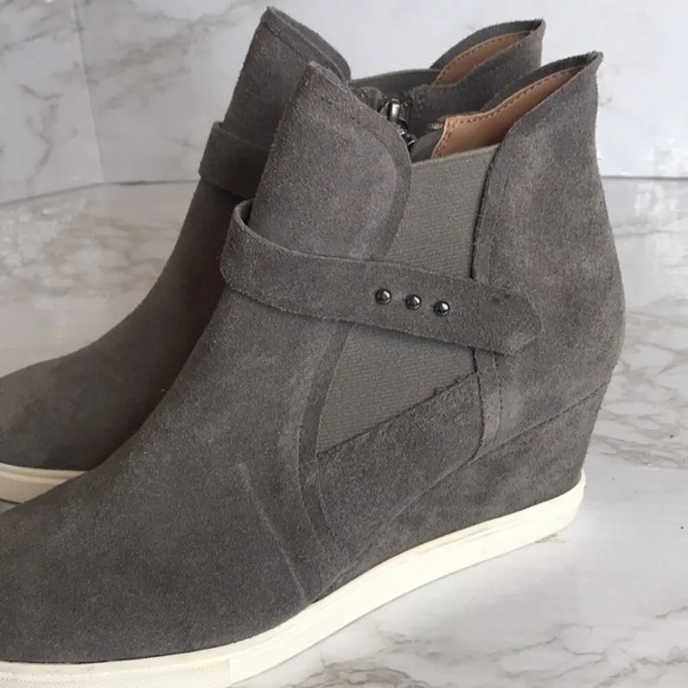 Linea Paolo ladies gray suede wedge ankle boots sneakers shoes size 9 - Image 11