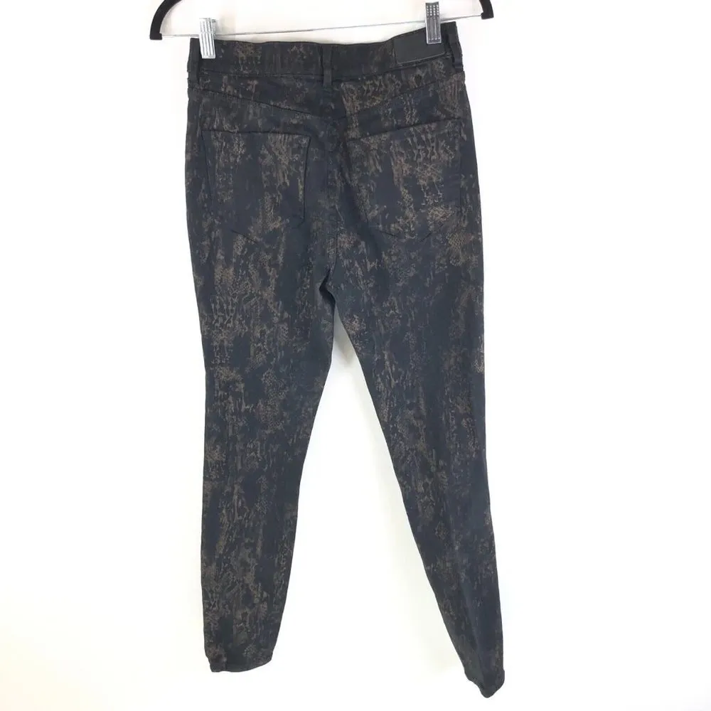 Express Womens Jeans Skinny High Rise Stretch Metallic Black Gold Size 2R - Image 2