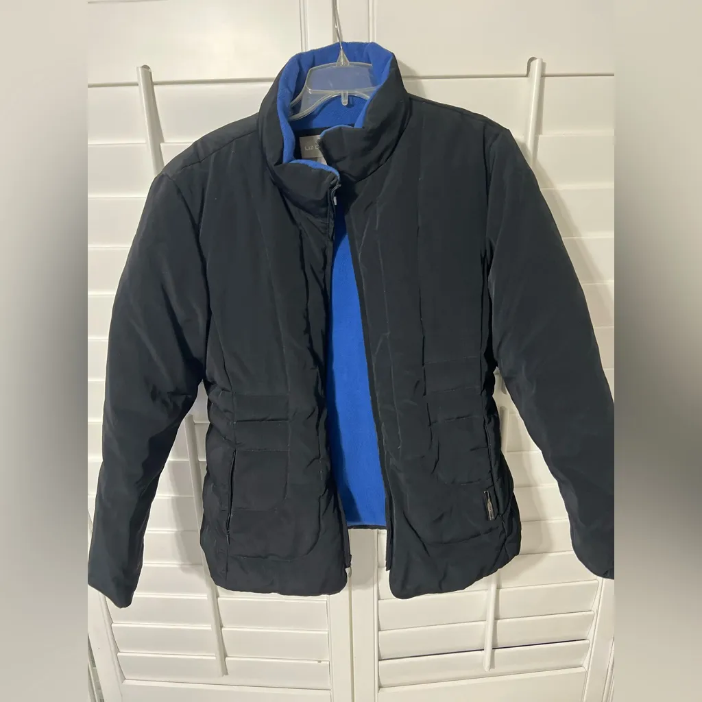 Liz Claiborne Water Repellent Winter Jacket with Removable Blue Fleece Liner Size L - Image 2