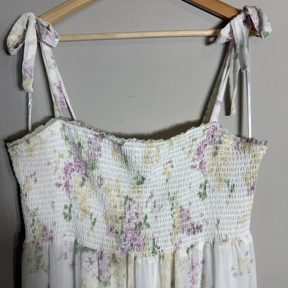 Ever New Sleeveless Floral Tiered Midi Dress Womens 14 White Bridal Bows Cottage - Image 7