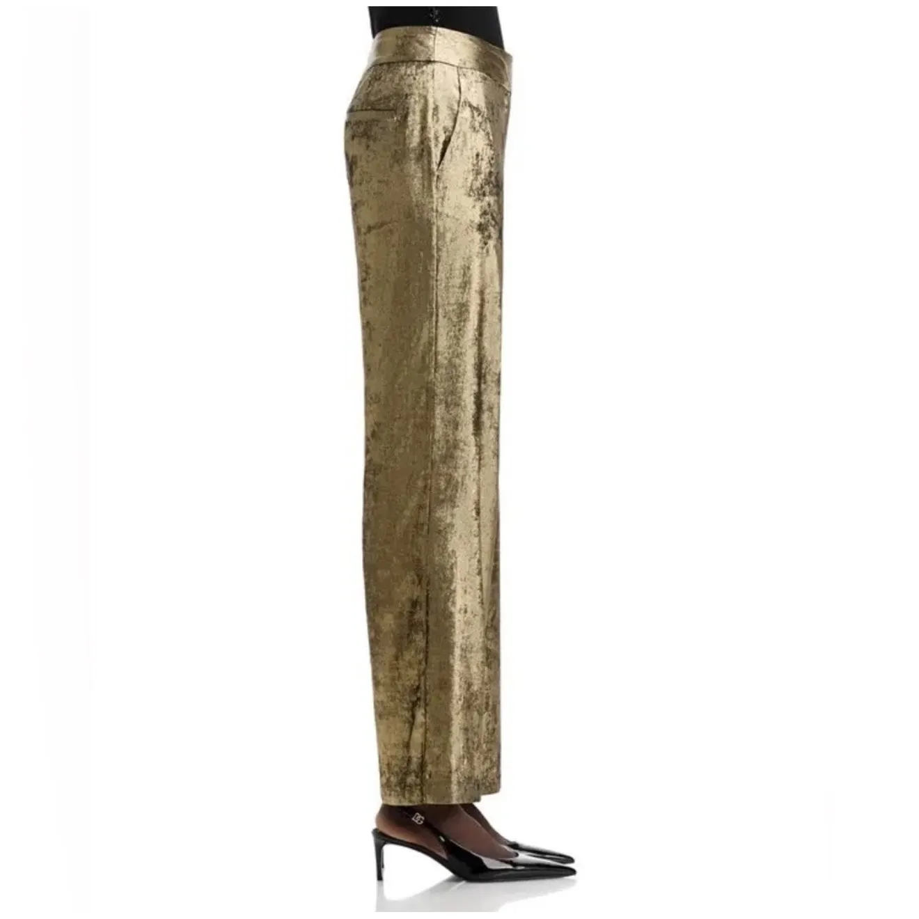 NWT Elie TAHARI The Hannah Gilded Wide Leg Trousers Pants Brushed Gold sz 4 $295 - Image 3