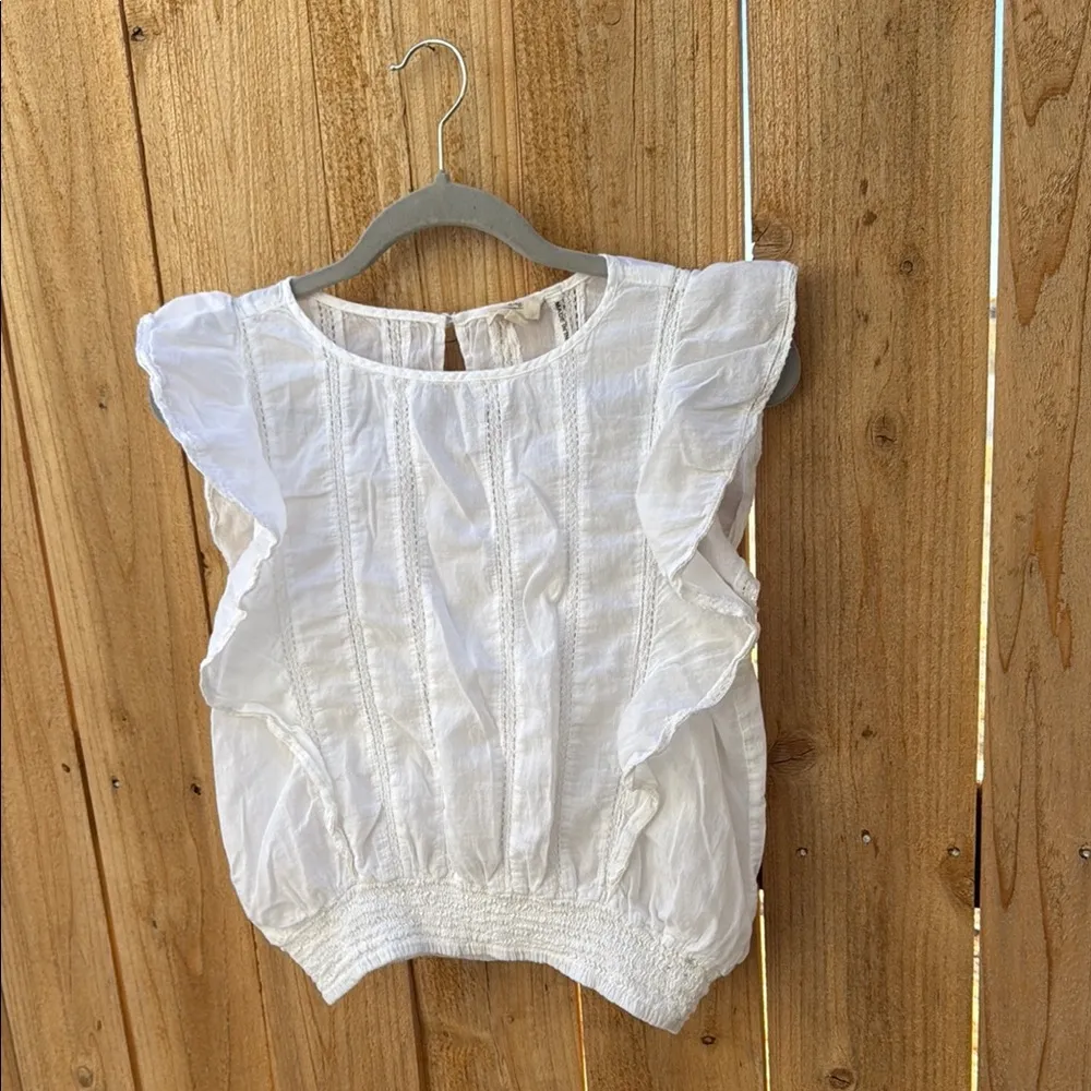 Elan White Sleeveless Ruffled Smocked Blouse - Image 5