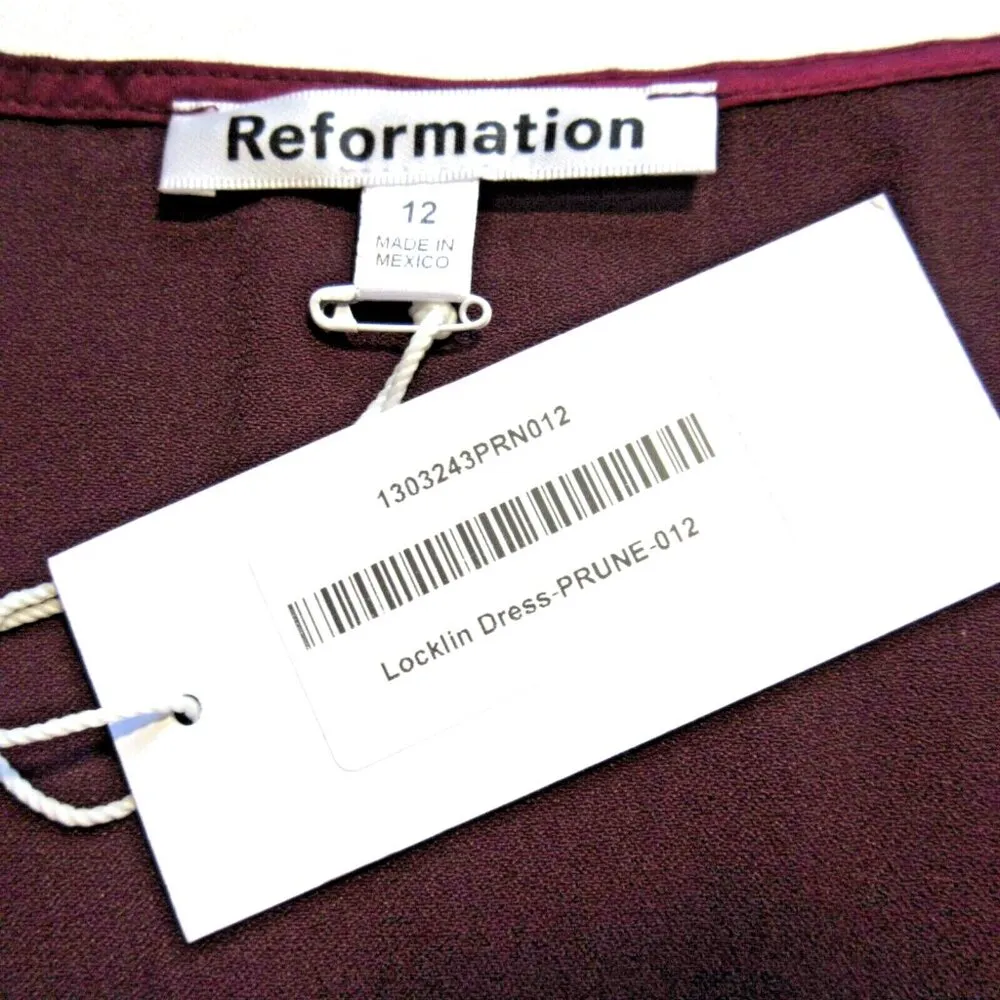 NWT Reformation Locklin in Prune Button Front Midi Shirt Dress 12 $198 - Image 3