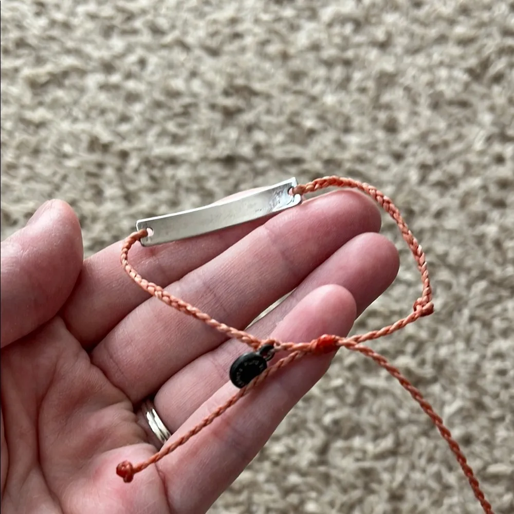 Pura Vida Engraved Better Together Silver Bracelet with Adjustable Orange Cord - Image 3