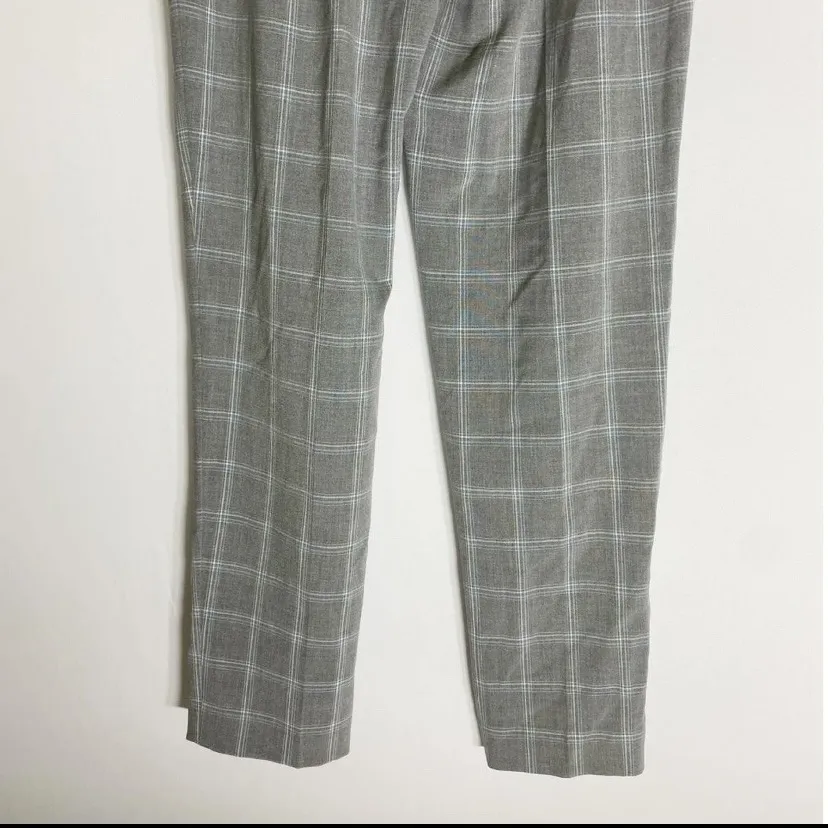 Calvin Klein Women's Slim Fit Belted Windowpane Pants Gray Blue Plaid 6 NWT - Image 6