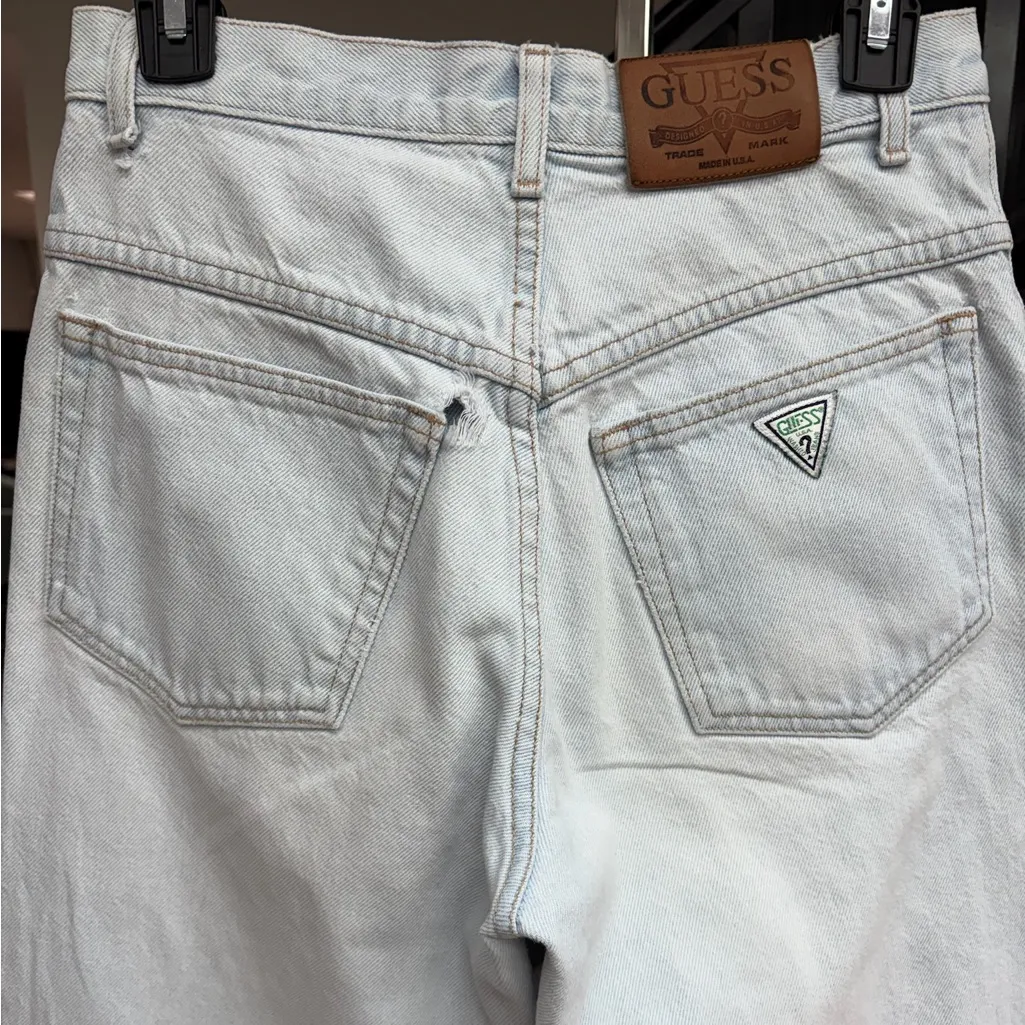 Vintage Guess Jeans White Wash High Rise Tapered Denim 80s 90s Light Wash - Image 5
