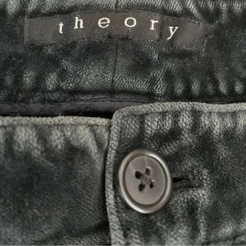 Theory Cotton Blend Green Velvet Skinny Womens Pants SZ 2 - Image 11