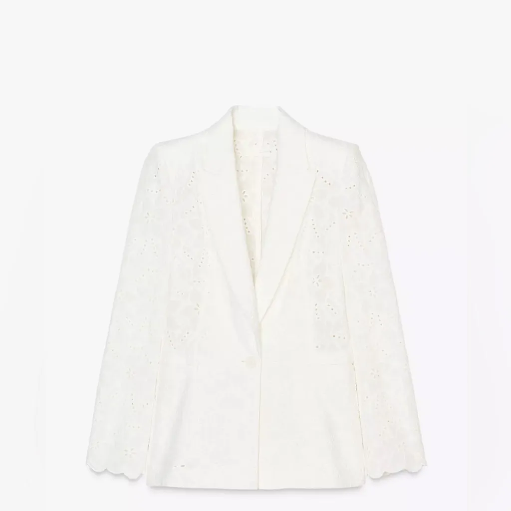 Zara EMBROIDERED EYELET BLAZER NWOT - Image 6