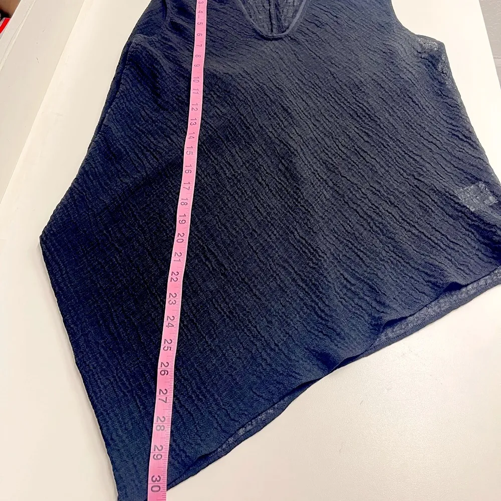 Helmut Lang top asymmetrical sheer black sleeveless crinkled medium top minimal - Image 7