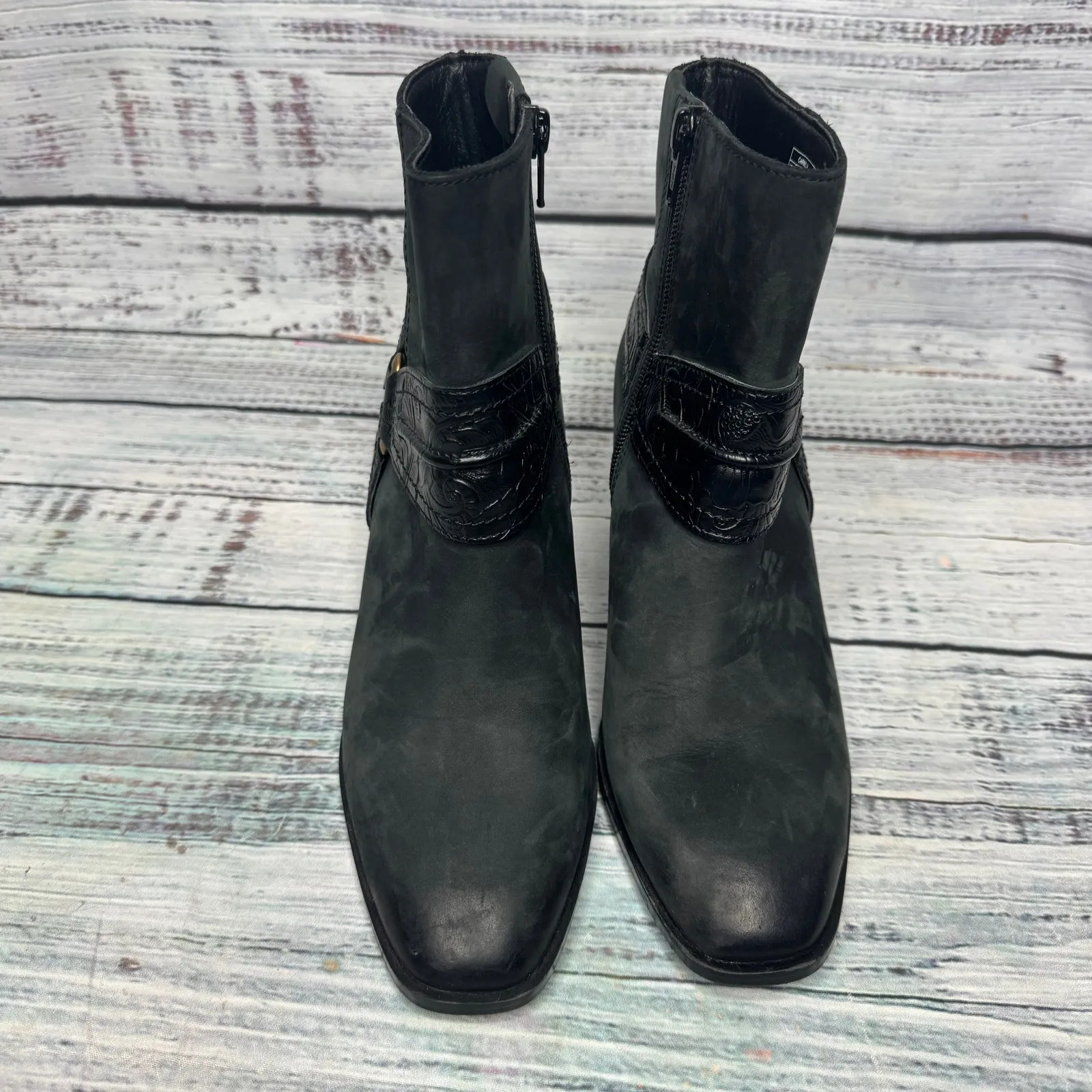 Vionic Carnelia Black Ankle Boots Leather Block Heel Orthotic Comfort 6.5 - Image 8