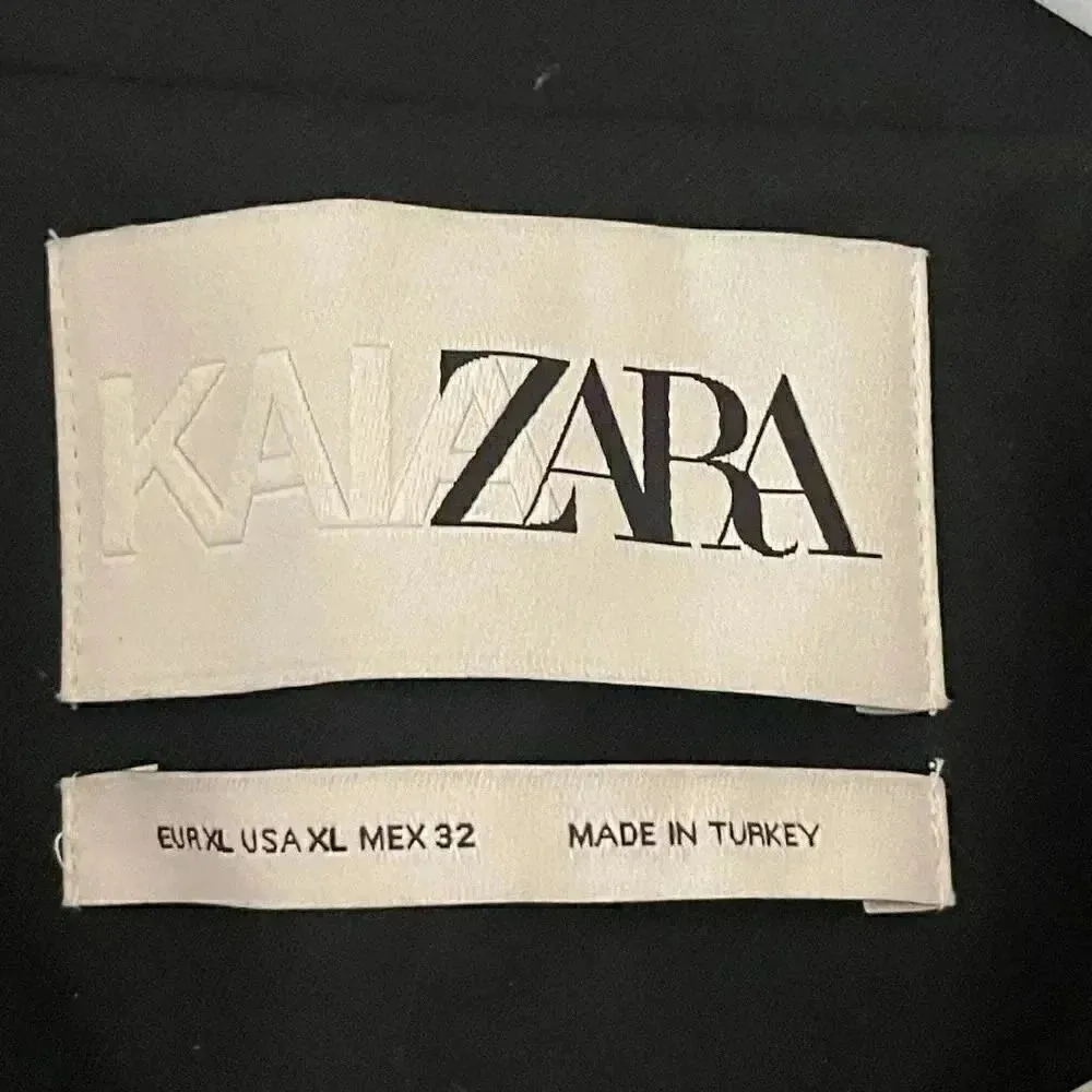 ZARA Single Button Black Oversized Blazer Suit Separates Viscose Blend SZ XL - Image 6