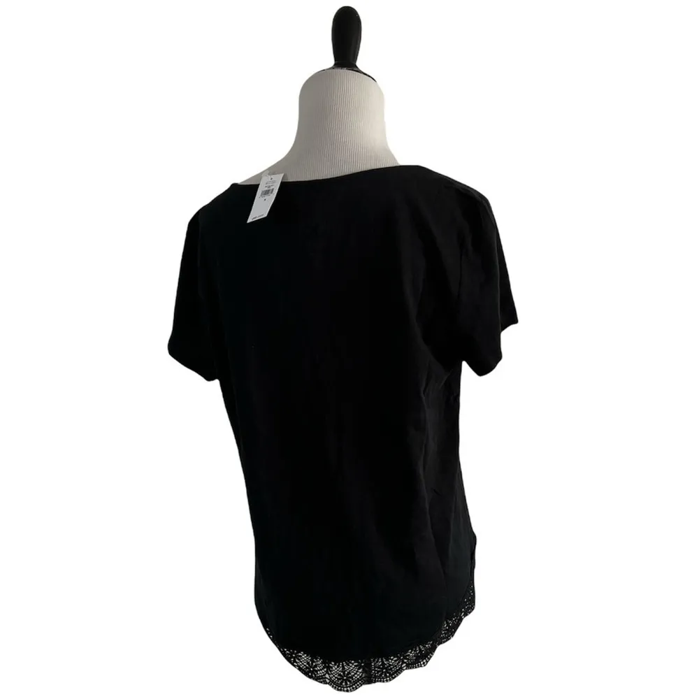 NWT Gap Black Lace Trim Hemp/Cotton Blouse | Black | Small - Image 3