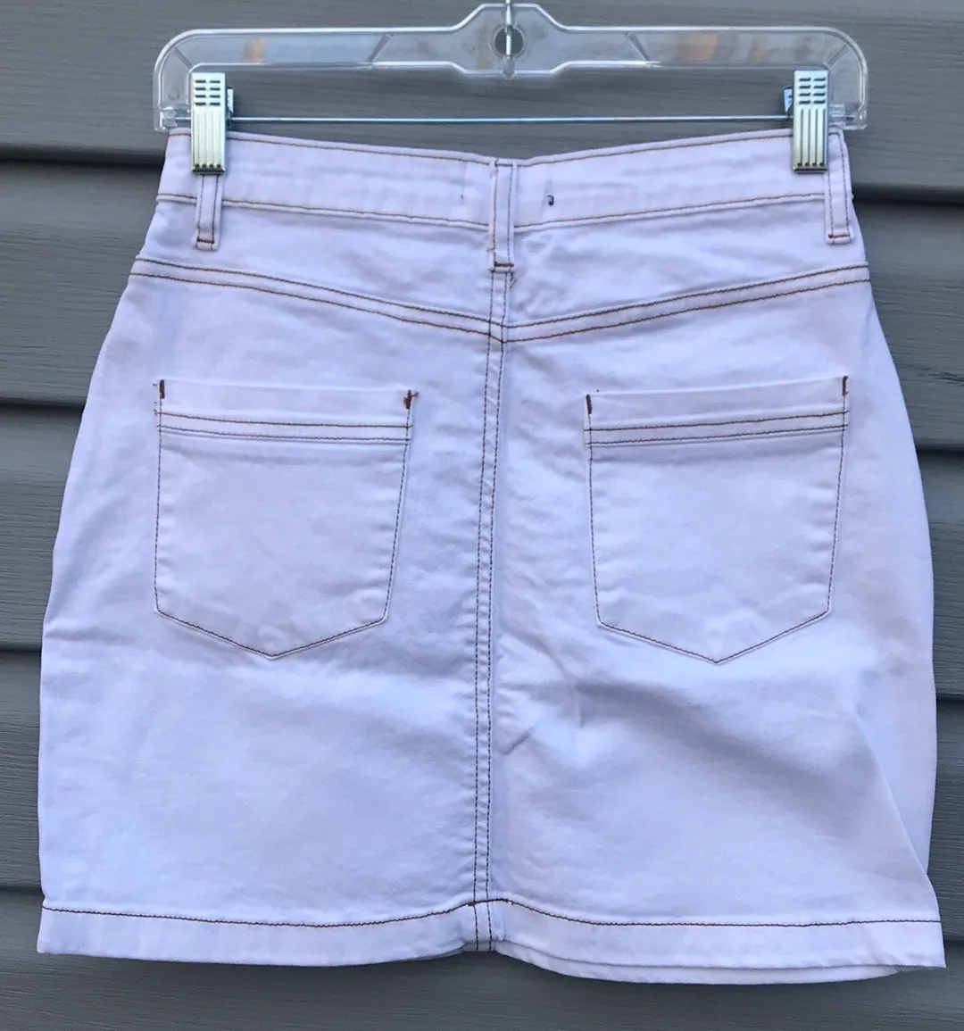 White Denim Mini Skirt - Image 2