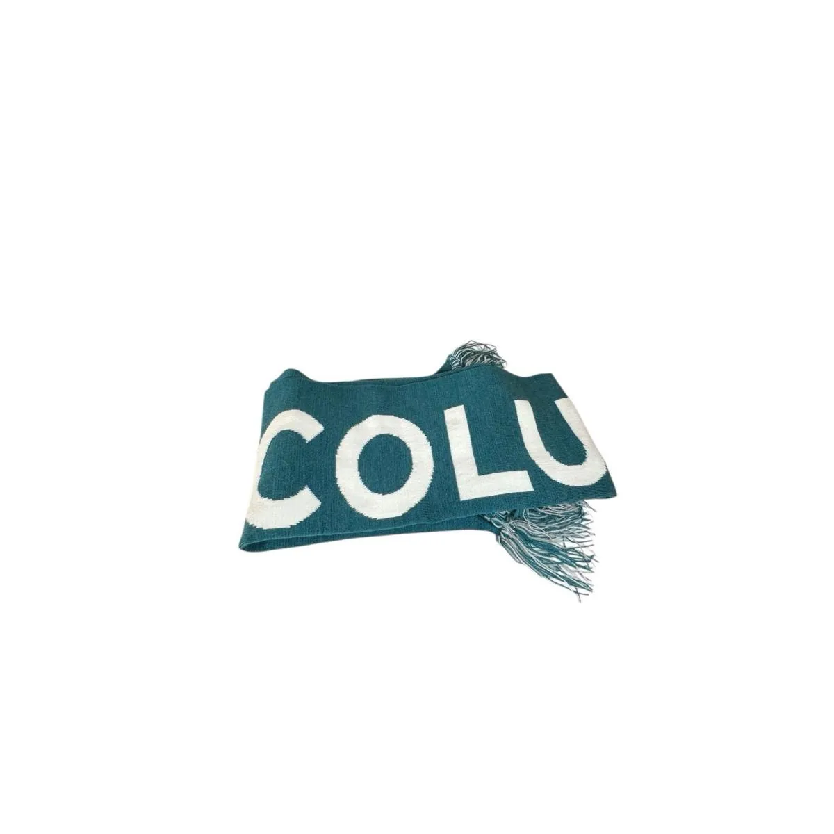 Columbus Teal And Cream Knit Rectangular Fringed Scarf 31”x8” - Image 8