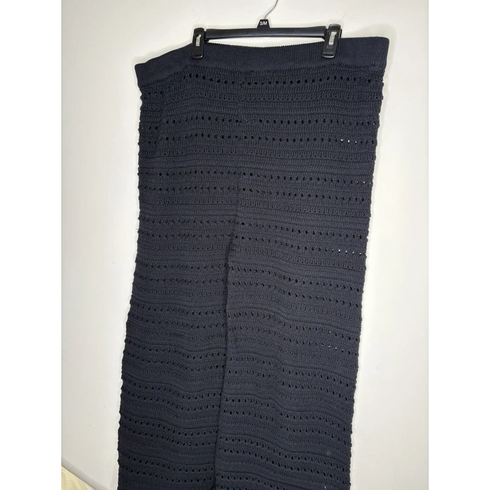 Boohoo Womens Size 24 Pants Black Knit Pull On Wide Leg Crochet Boho Hippie - Image 5