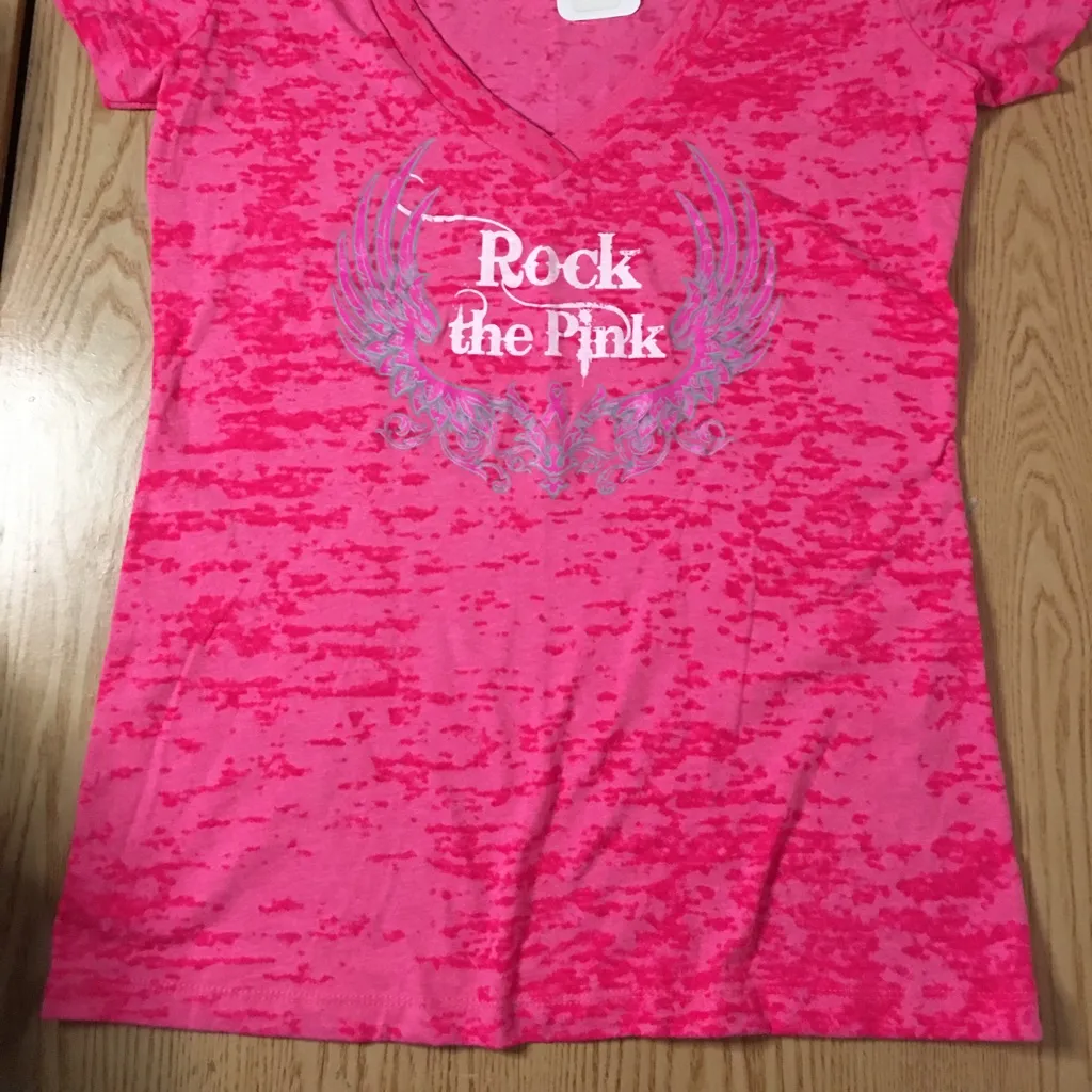 B20 New Womens “Rock the Pink” Burnout Tye Dye T-shirt Cali Hot Pink Size Medium - Image 2
