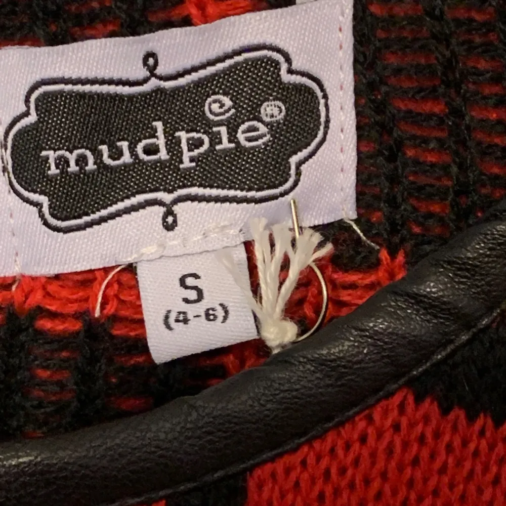 Mudpie Everly Bow Tunic sweater black red S  NWT - Image 4