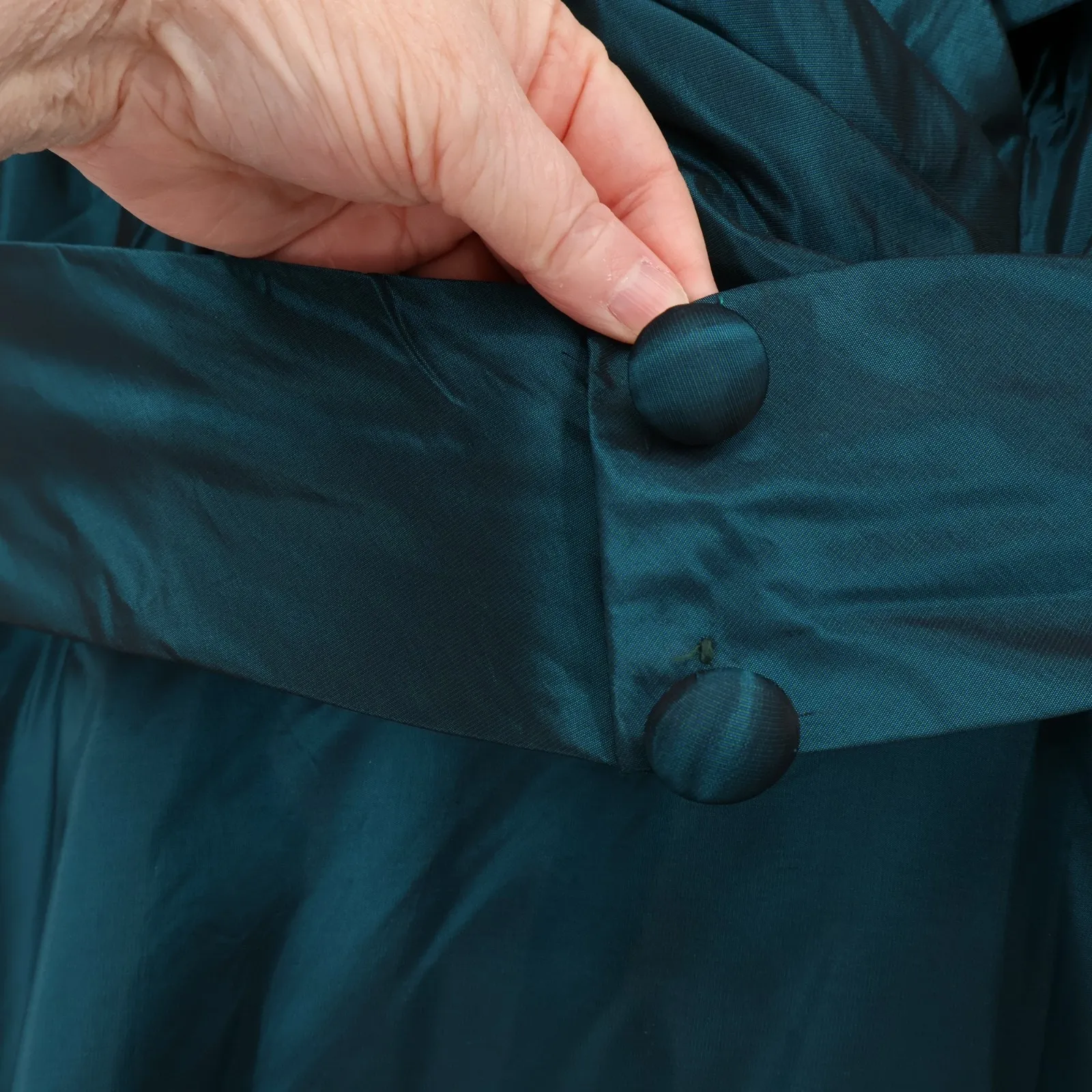 Vintage Teal Taffeta Gown Mother of Bride Old Hollywood Elegant Formal Size 9/10 - Image 12