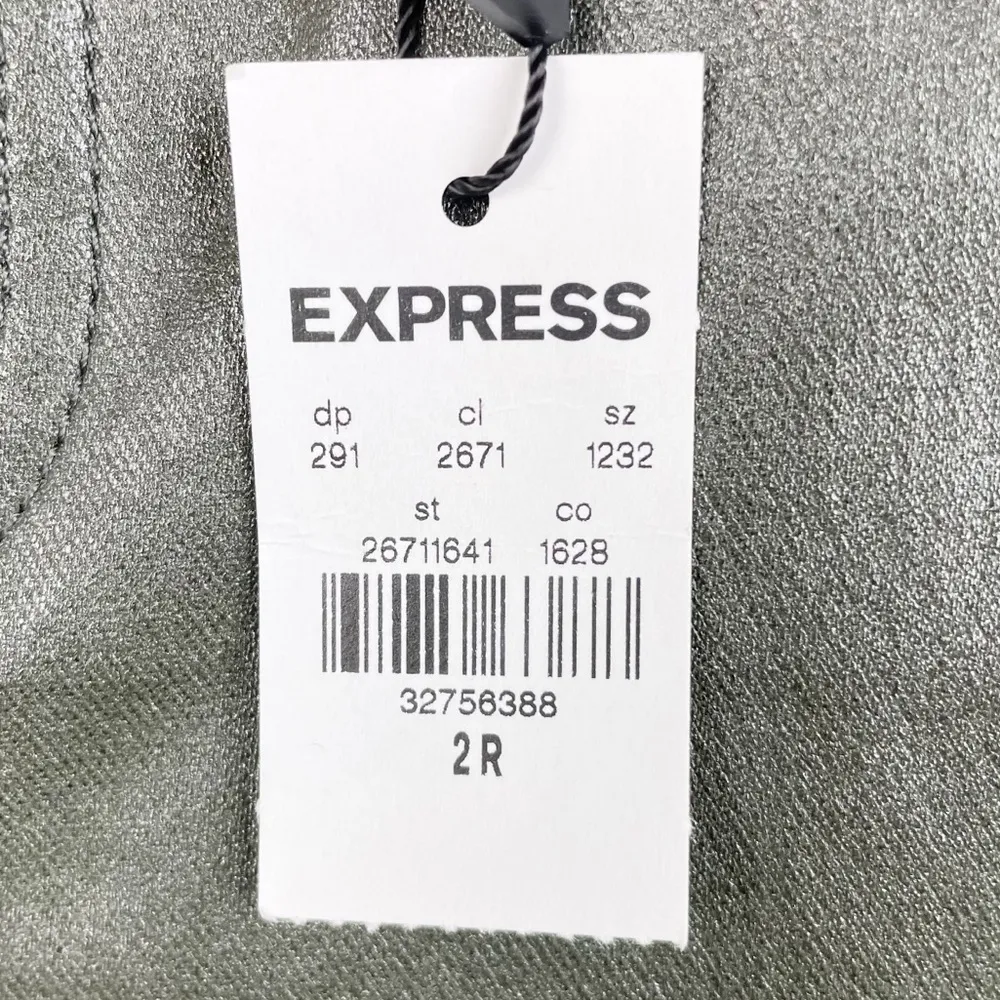 NEW Express Straight Ankle High Rise Faux Leather Pants Olive Green Size 2 - Image 9