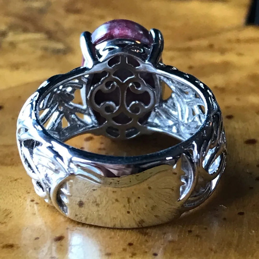 Norwegian Thulite Sterling Silver Ring Red - Image 7