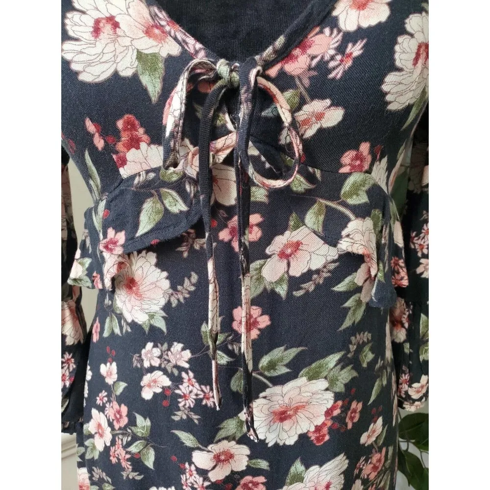 American Eagle Outfitters Women's Blue V-Neck Long Sleeve Knee Length Dress XS - Image 3