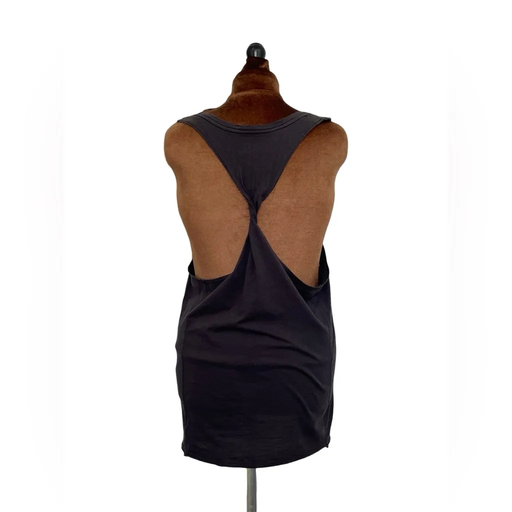 We The Free People Twisted Back Dagger&Arrow Charcoal Gray Graphic Relaxed fit Tank Top Sz M - Image 2