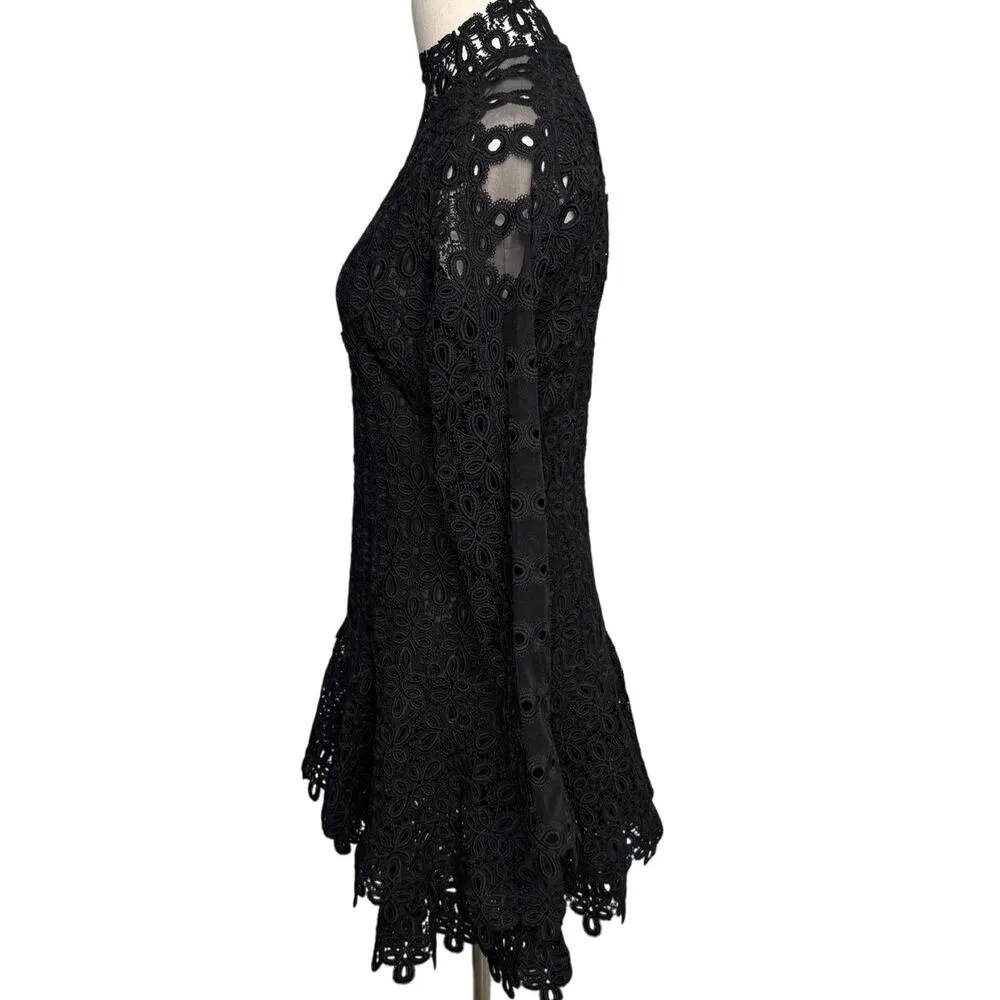 Simkhai Signature Joy Guipure Lace Mini Dress Black size 4 - Image 12