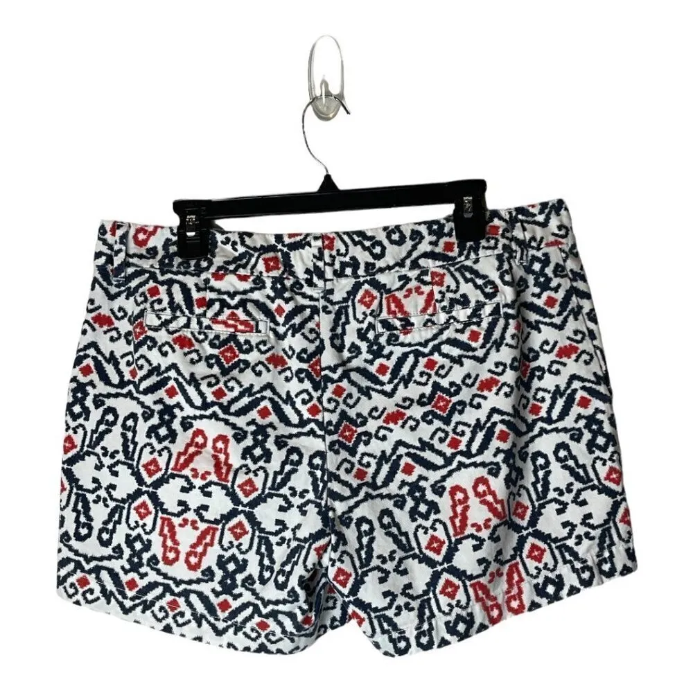 Tommy Hilfiger Red White And Blue Aztec Print Cotton Mid Rise Shorts Size 12 - Image 2