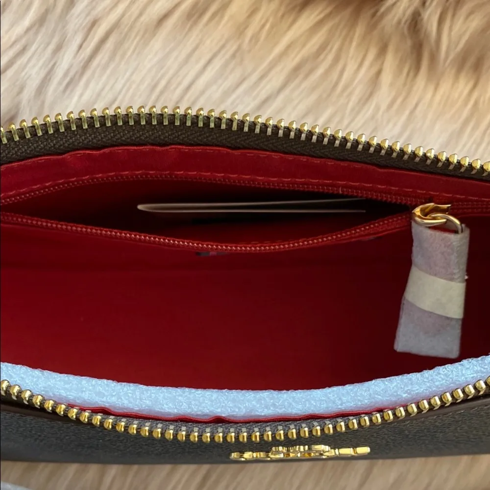 NWT Coach Black Signature Shoulder Bag with Gold Accents - Image 4