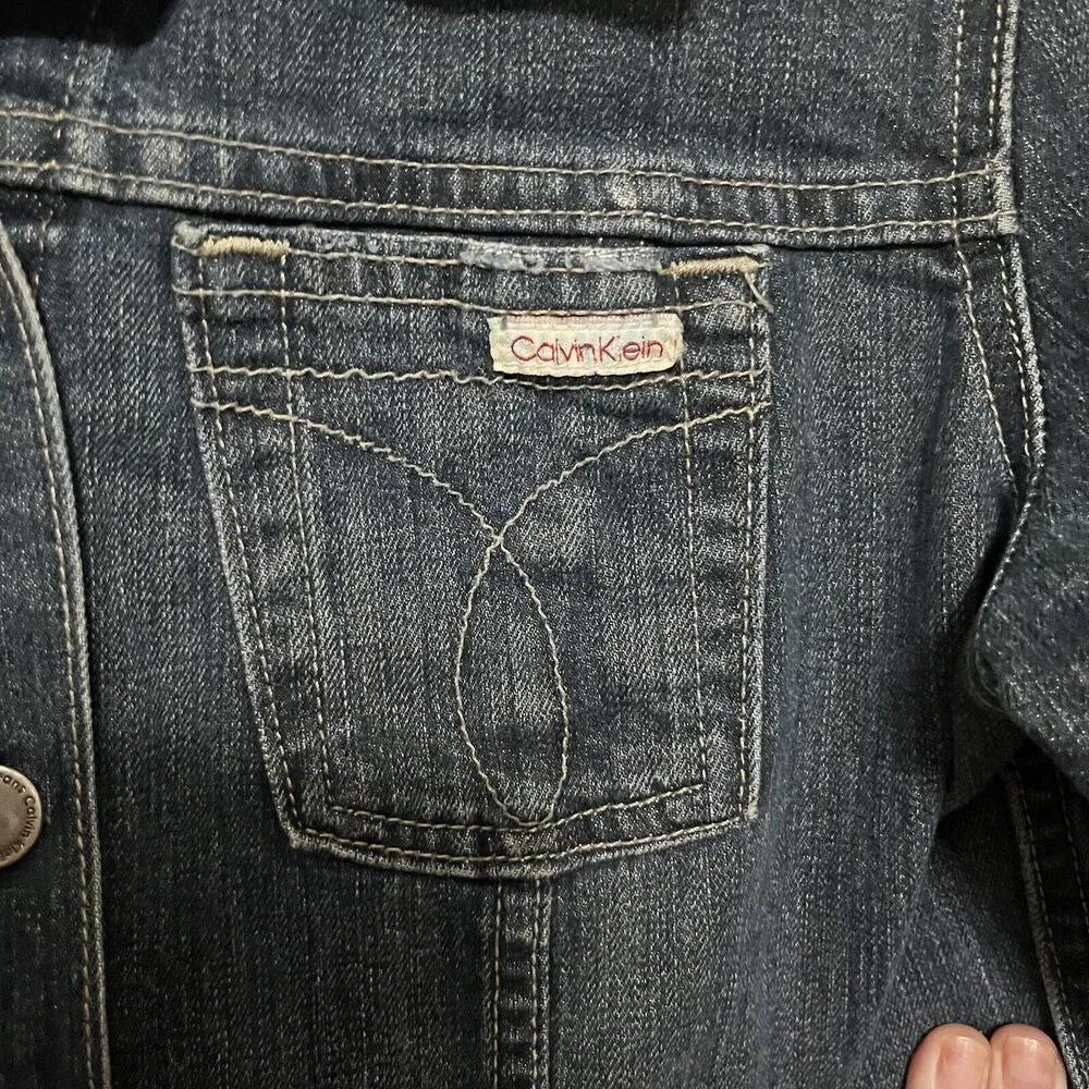 Calvin Klein  Jeans Denim Jacket Womens Large Button Up Stretch - Image 6