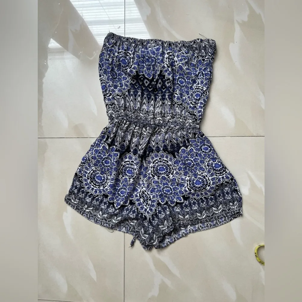 ANGIE Elephant Printed Strapless Romper Medium lightweight summer jumpsuit - Image 13