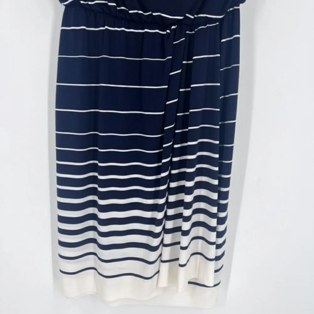 Lauren Ralph Lauren‎ Women's Cap Sleeve Striped A-Line Dress White Blue Size 6 - Image 5