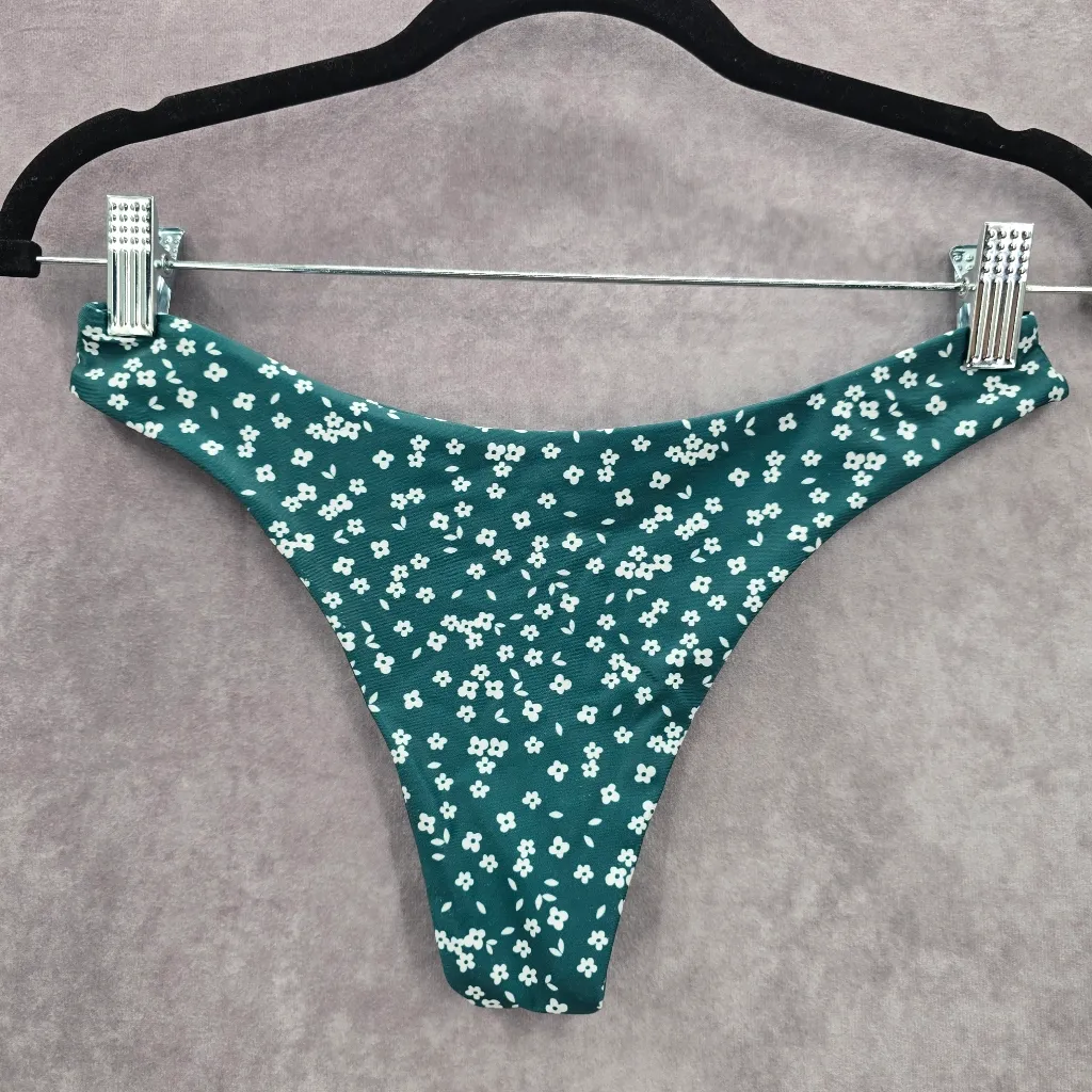 Green Floral Print Bikini‎ Bottom Swimwear Small - Image 2