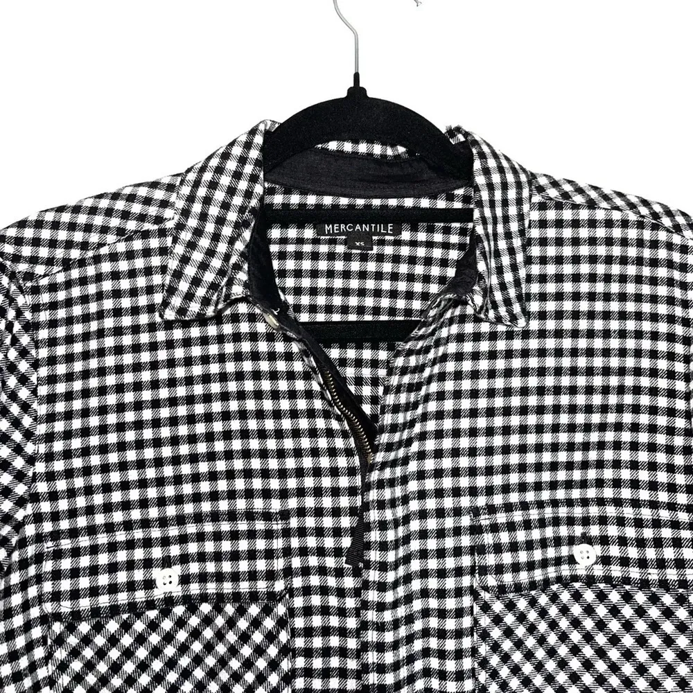 Mercantile 100% Cotton Black & White Gingham Plaid Shirt - Image 3