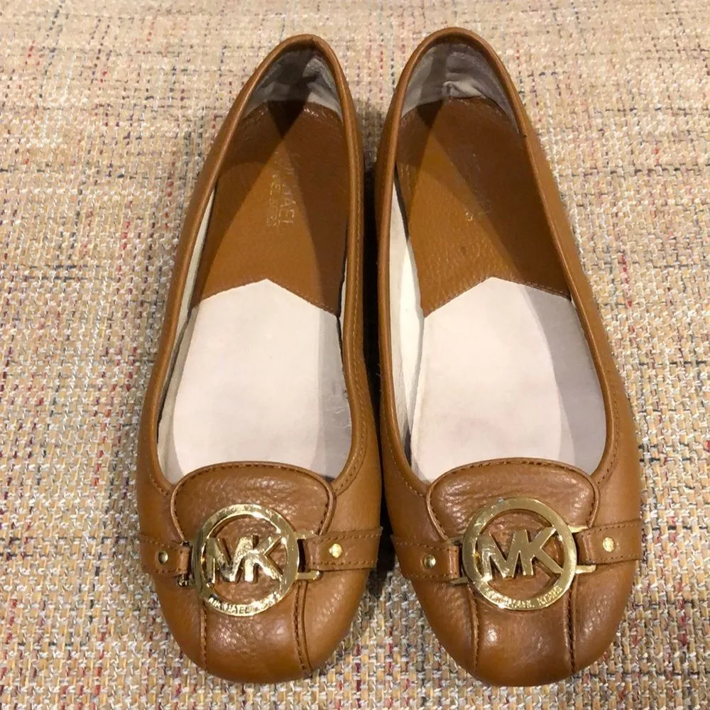 MICHAEL Michael Kors Classic Lillie Leather Moccasin Flats in Luggage Sz 9M Tan - Image 16